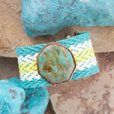 Blue Turquoise Textile Blues Woven Bracelet - Artisan Hand Crafted
