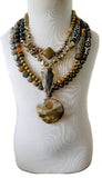 Artisan "Brown Baby" Natural Jasper and Pearl Layered Necklace