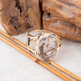 Handcrafted with Care - Brown Ocean Jasper Slab Golden Cuff Bracelet