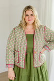 The Emily Plus Size *Reversible* Quilted Jacket in Pistachio Pink
