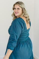 The Jenna Midi Dress in Teal Plus Size