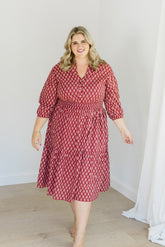 The Francesca Midi Dress in Spiced Merlot Plus Size