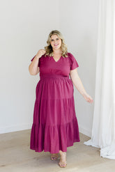The Sarah Maxi Dress in Sugar Plum Dobby Plus Size