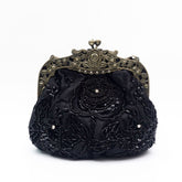 Embroidered Rose with Sequins Beads Evening Clutch Bag (MAC291)