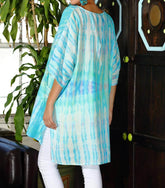 Artisan Tie Dye Gauze Round Neck Kaftan Resort Top
