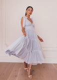 Jeanne Midi Garden Wedding Party Dress Dusty Blue