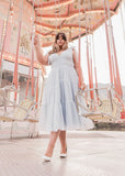 Jeanne Midi Garden Wedding Party Dress Dusty Blue