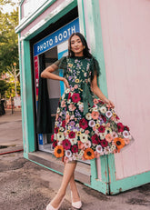 Hand-embroidered Jubilee Dress Evergreen