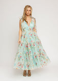 Margaret Floral Midi Summer Party Dress Green Full Size