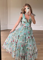 Margaret Floral Midi Summer Party Dress Green Full Size
