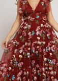 Margaret Floral Midi Dress Red up to 6X Plus Size Party Dress