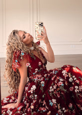 Margaret Floral Midi Dress Red up to 6X Plus Size Party Dress