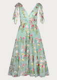 Margaret Floral Midi Summer Party Dress Green Full Size