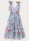 Margaret Floral Midi Dress Blue