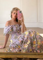 Rose Dress Summer Midi - Lavender
