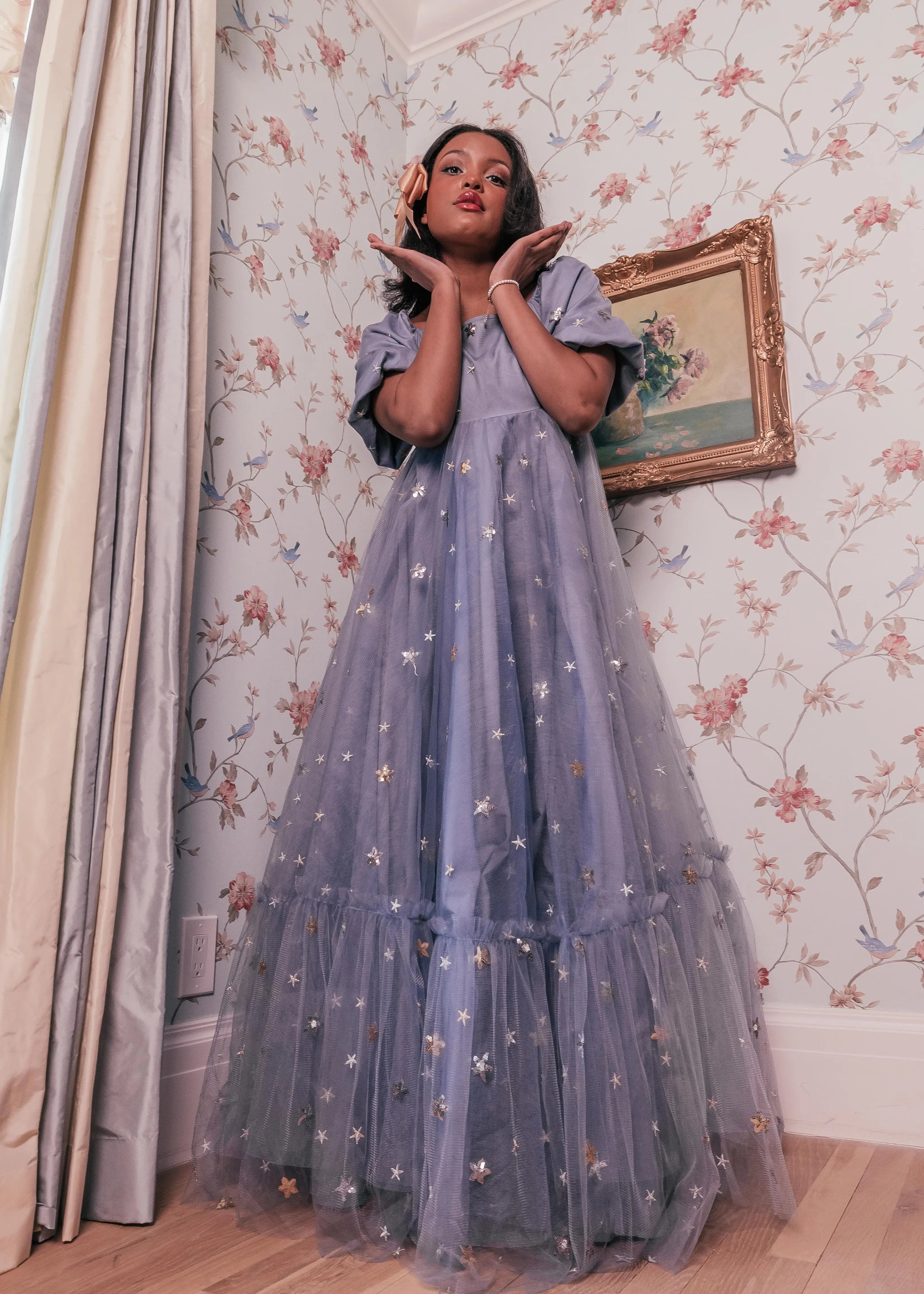 Wendy Dress Blue Star Feminine Maxi Dress The Landing World Wendy Dress Blue Star Feminine Maxi Dress The Landing World