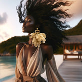 Artisan Hand crafted Nonso Square top flower petal earrings