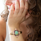 Handmade Regalia Blue Turquoise Purple and Orange Coral Golden Cuff Bracelet