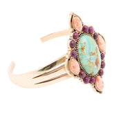 Handmade Regalia Blue Turquoise Purple and Orange Coral Golden Cuff Bracelet