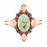 Handmade Regalia Blue Turquoise Purple and Orange Coral Golden Cuff Bracelet