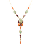 Artisan Regalia Blue Turquoise Purple and Orange Coral Golden Y Necklace