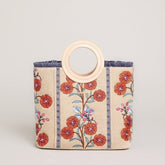 Resort Tote - Oyster Factory Floral Sprigs - Embroidery on durable Natural Jute