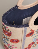 Resort Tote - Oyster Factory Floral Sprigs - Embroidery on durable Natural Jute
