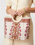 Resort Tote - Pepper Hall Woodblock Top Grain Napa Leather Accents