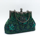 Rhinestone Rose Embroidery Beaded Vintage Clutch Bag (MAC292)
