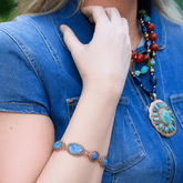 Roped Denim Blue Lapis Golden Link Bracelet - Handcrafted and finished by skilled artisans