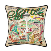 100% Organic Cotton Seattle, WA Hand-Embroidered Artisan Pillow