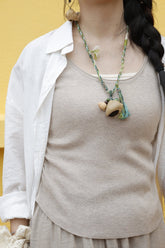 "The Braided Meadow" - Natural Seed Pod Necklace with Hand-Woven Colorful Cord & Tassel Artisan