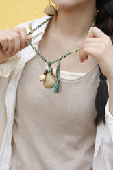 "The Braided Meadow" - Natural Seed Pod Necklace with Hand-Woven Colorful Cord & Tassel Artisan