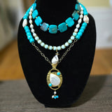 Artisan Crafted "The Deep Blue Sea" |Turquoise and Freshwater Pearl Necklace