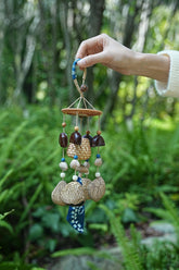 Artisan "The Indigo Harvest" - Rattan Basket & Shibori Fabric Seed Wind Chime