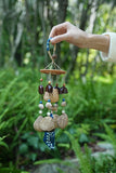 Artisan "The Indigo Harvest" - Rattan Basket & Shibori Fabric Seed Wind Chime