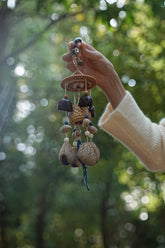 Artisan "The Indigo Harvest" - Rattan Basket & Shibori Fabric Seed Wind Chime