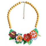 Spanish Artisan Crafted -Tropical Flowers Necklace by Laliblue