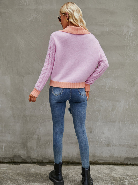 Women's Pink Button Down Cardigan Sweater