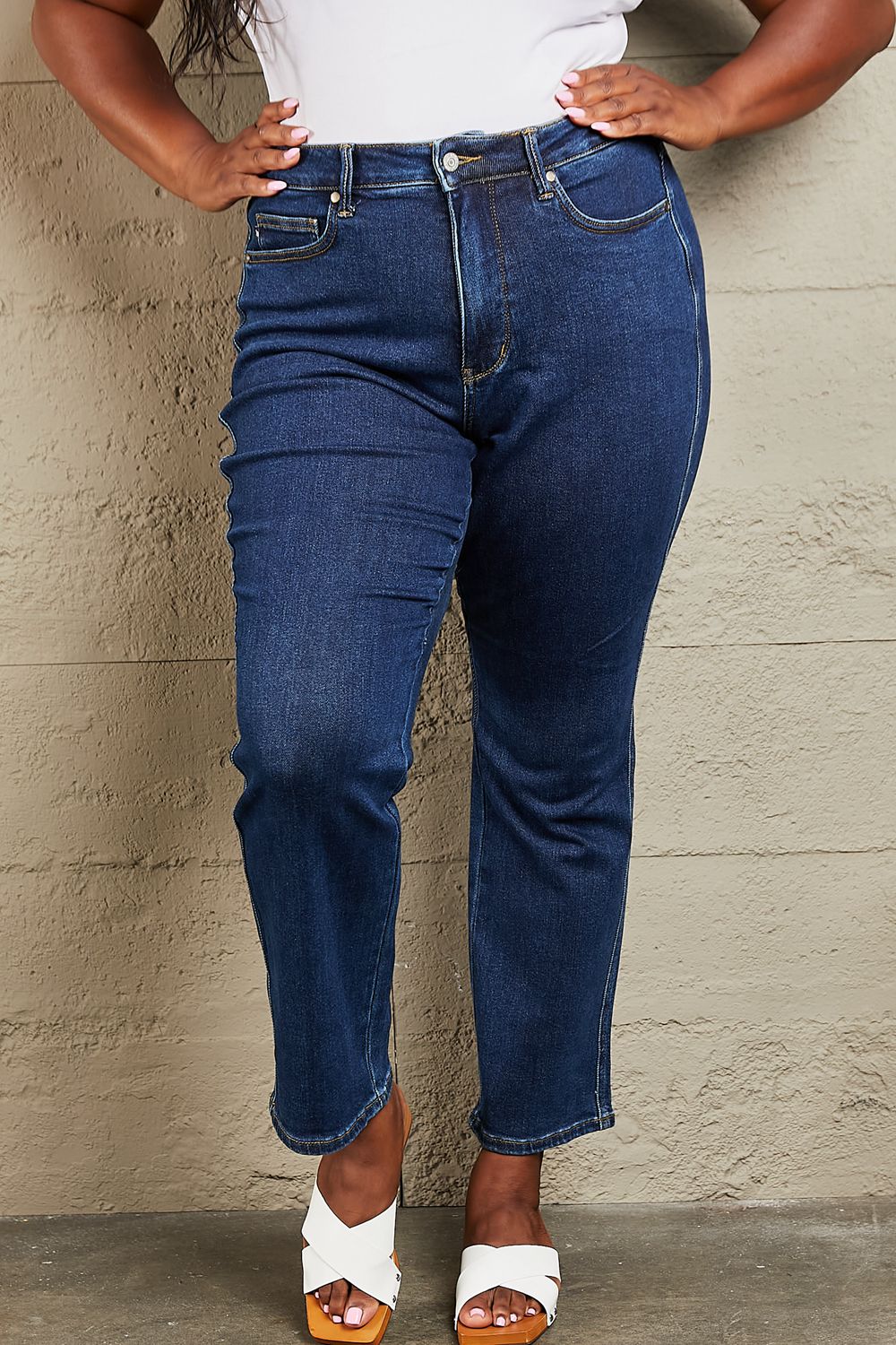 Judy Blue Kailee Full Size Tummy Control High Waisted Straight Jeans – The  Landing World