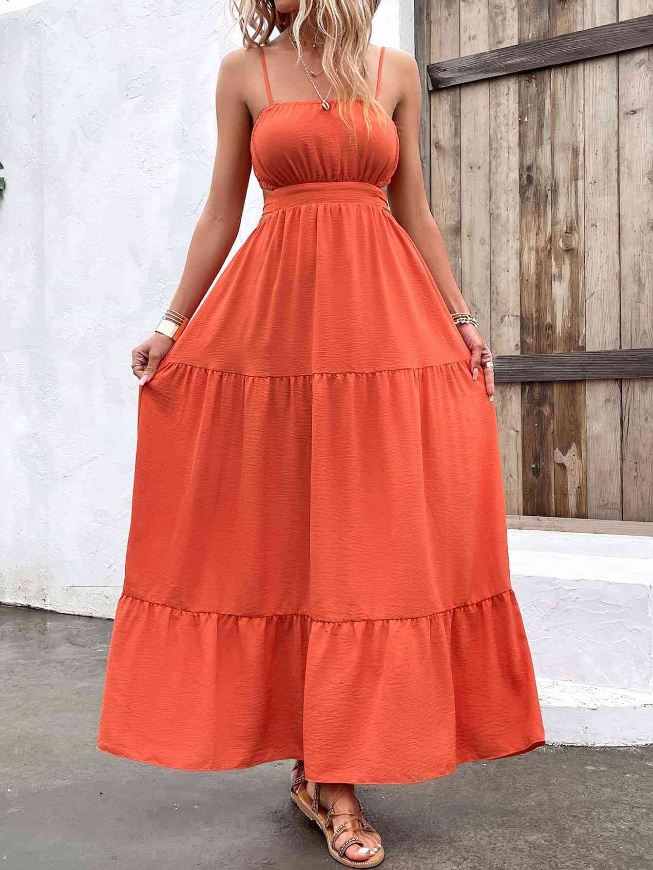 Orange Spaghetti Strap Dress