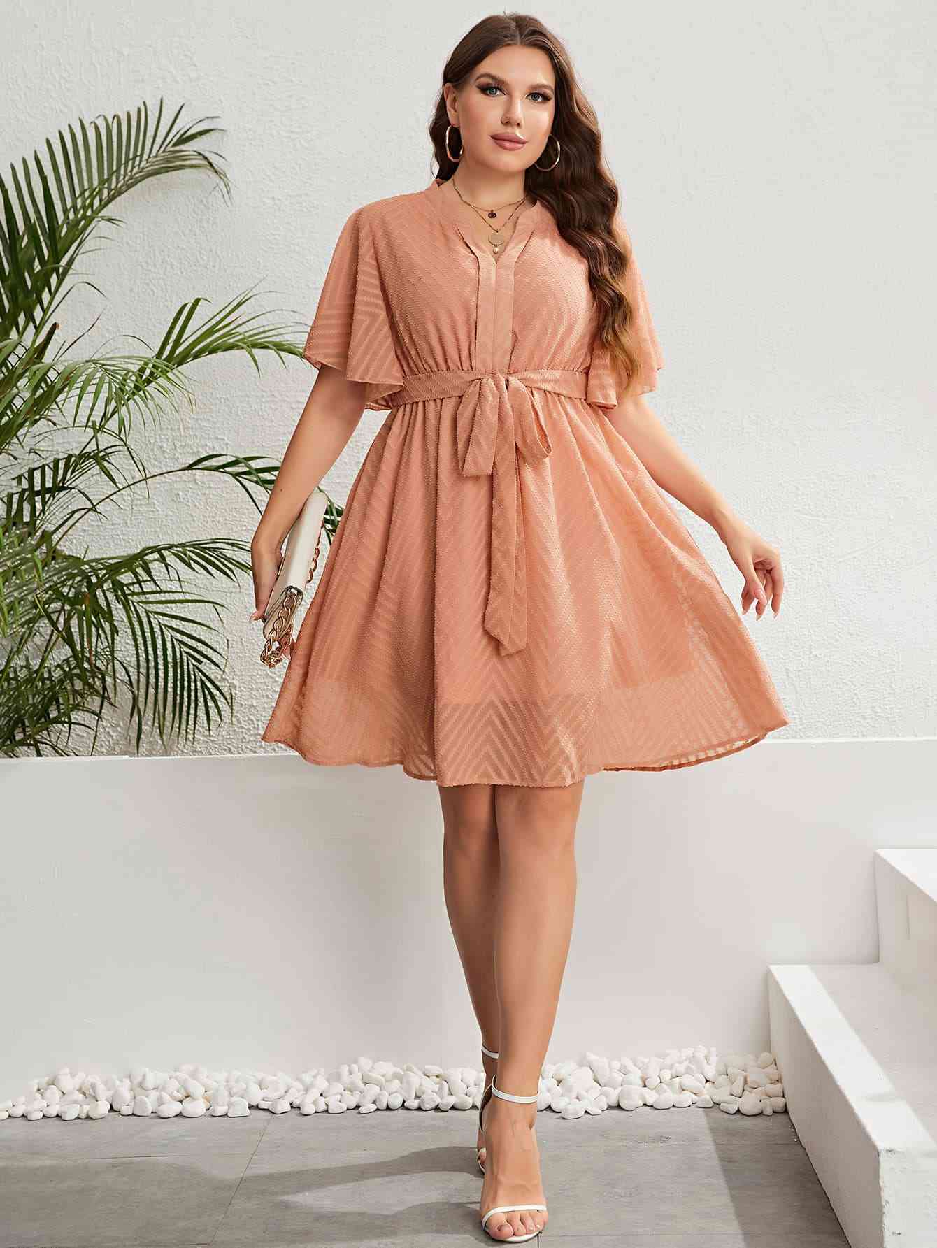 Plus Size Flutter Sleeve Resort Dress