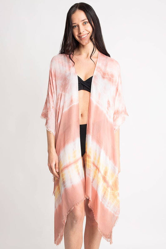 Women's Tie Dyed Print Cover Up Kimono