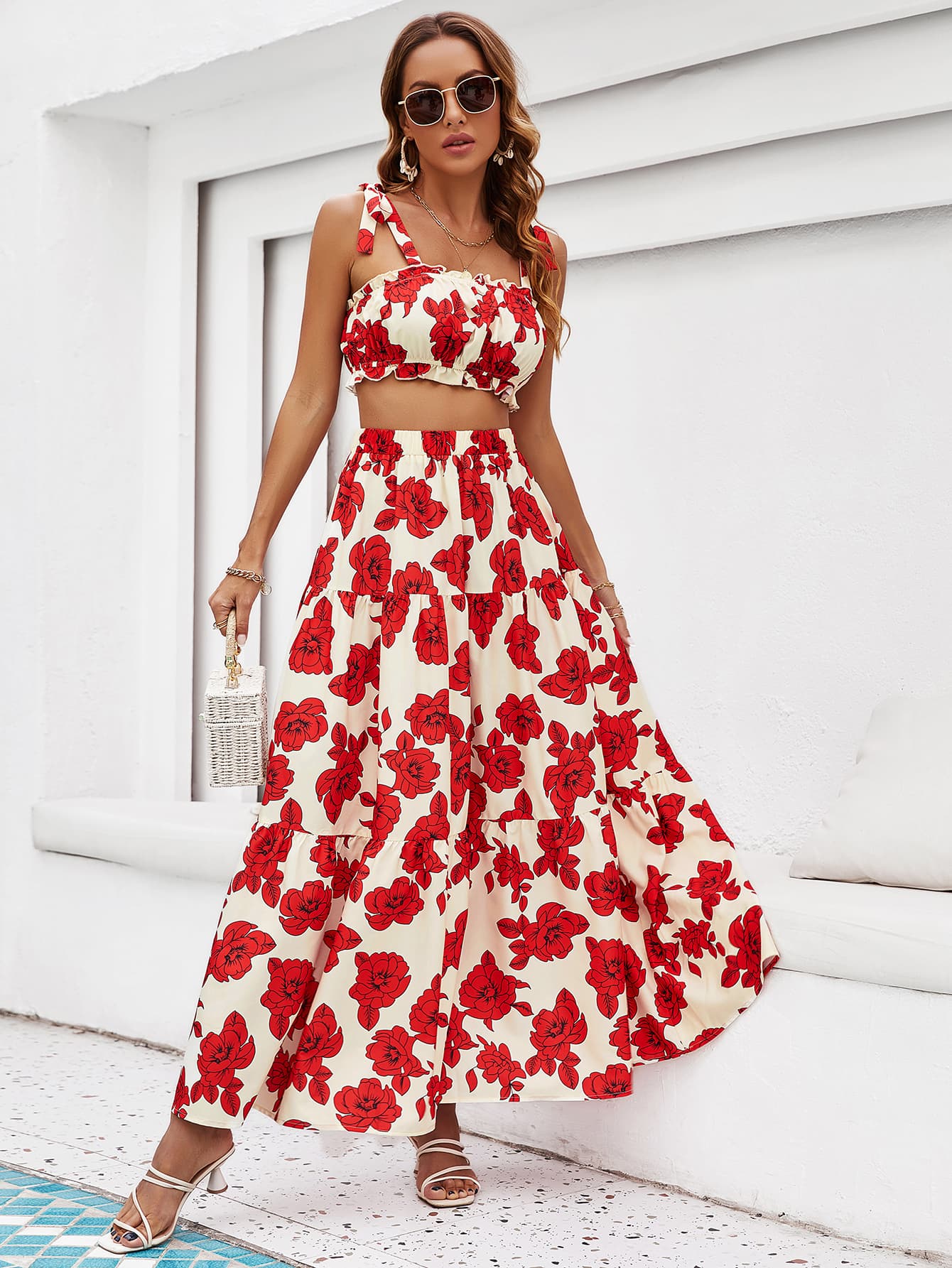 Floral 2 Piece Tropical Vacation Maxi Skirt Set – The Landing World