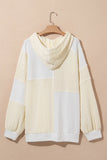 Plus Size Drawstring Color Block Long Sleeve Hoodie