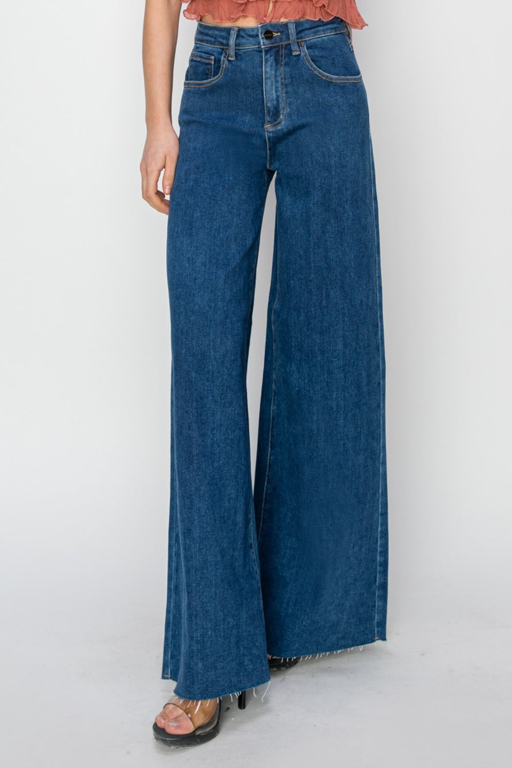 High Rise Palazzo Wide Leg Jeans