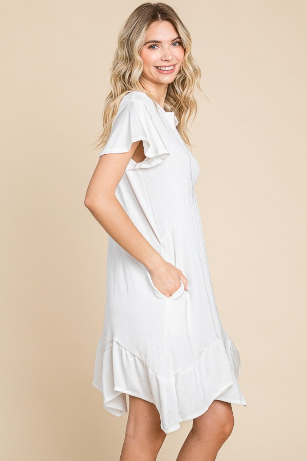 Full Size Short Sleeve Ruffled Dress