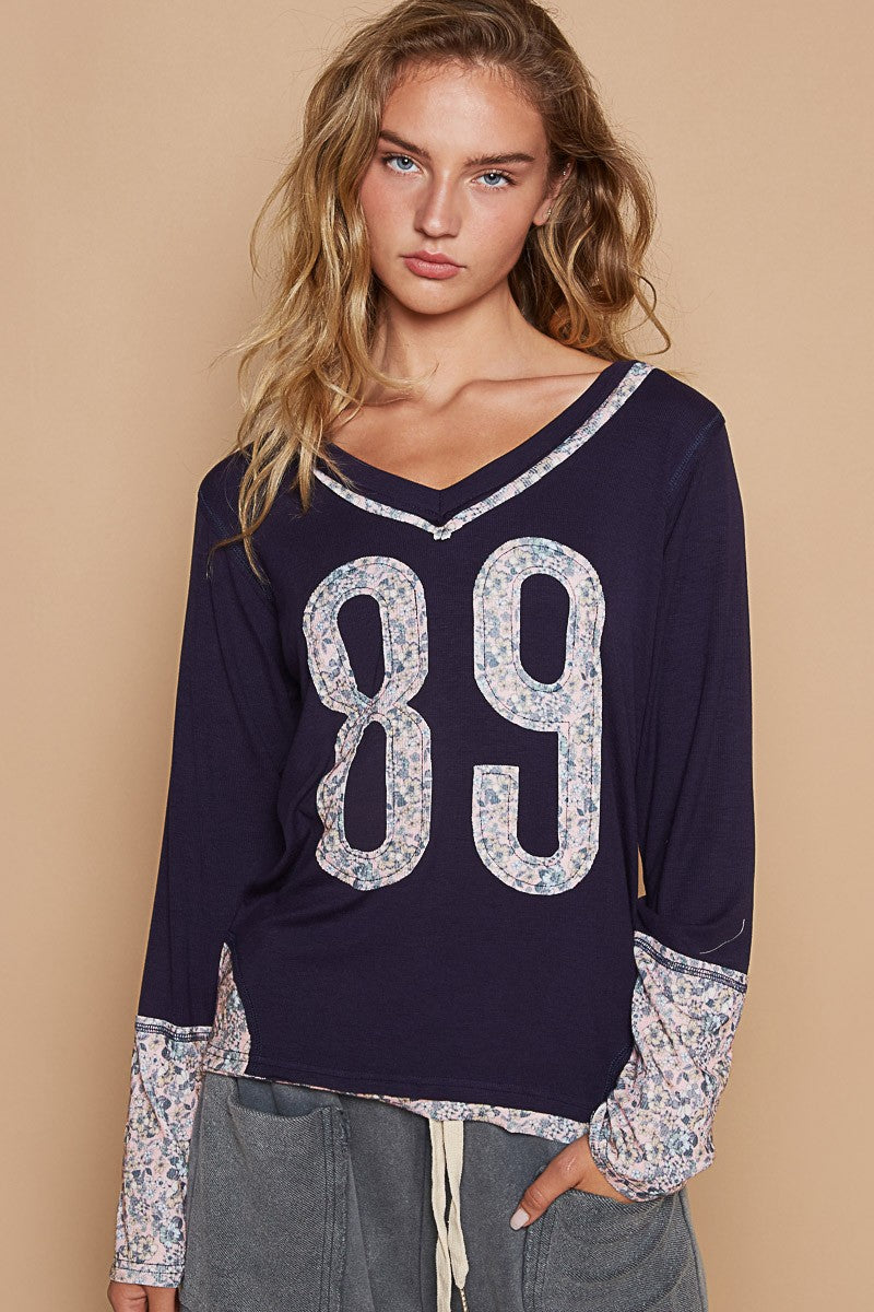 Floral Number Patch T-Shirt