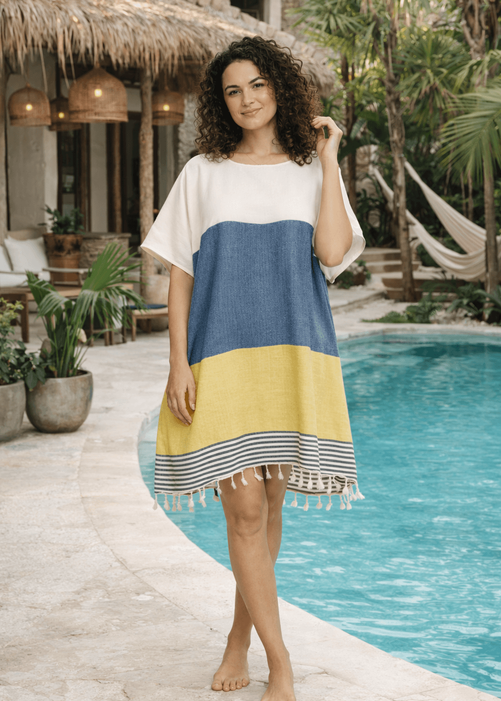 Handwoven Multi Color Tunic Beach Cover Up