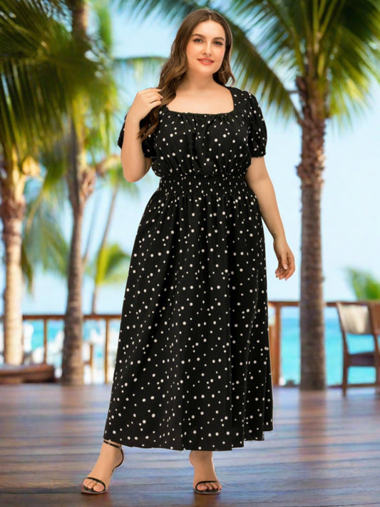 Plus Size Polka Dot Resort Maxi Dress